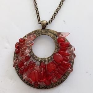 NWT Fashion Bug Adjustable Necklace With Large Red Charm